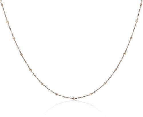 Mary & Jules Choker Kette Damen Rosegold aus 925 Sterling Silber, feine Kugelkette rosegold vergoldet, aus recyceltem Silber, mit einzelnen Kugeln, Länge 38 + 4 cm, Kette Rosegold für Frauen Mädchen