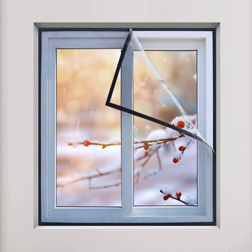 Film Isolant pour Fenêtre pour l'Hiver,Film de Vitrage Isolant,Film d'Isolation Transparent,Kit Isolant pour Porte et Fenêtre,Thermique Film de Survitrage,Personnalisable (60x250cm/24x98)