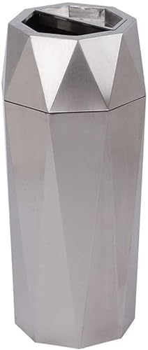 Cubo de Basura Cubo de basura al aire libre cubo de basura de acero inoxidable cubo de basura de gran capacidad con Cenicero vestíbulo del Hotel centro comercial cubo de basura para Cocina y Hogar ( C