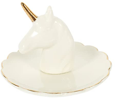 Plateau à bijoux en céramique - Porte-clés - Décoration végétale - En céramique - Porte-bagues licorne - Rangement - Accessoire