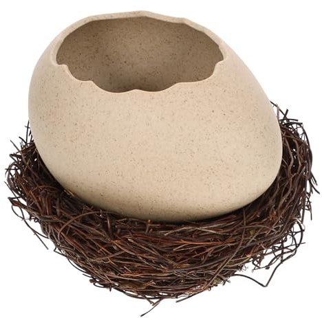 Garneck Cracked Egg Shell Shaped Bowl, Simulation Bird Nest Decoration Artificial Dinosaur Egg Ornament Ceramic Ice Cream Bowl Pudding Cup for Snack Appetizer Salad Fruit