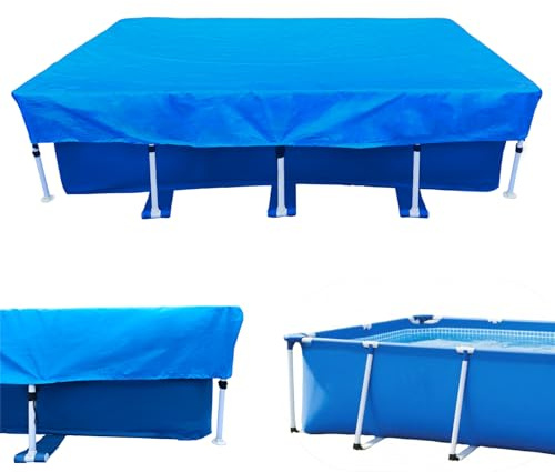400x210 cm Poolabdeckung Rechteckig 4x2m für Frame Pool mit Schnüre | Pool Abdeckung 4 x 2m Poolplane eckig mit Schnüre Sommer & Winter Pool Cover Regensichere Staubdicht UV-beständig