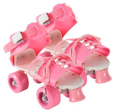 Skating Shoes for Kids - Quad Roller Skates, Adjustable Roller Skates - Quad Roller Skates with Adjustable Straps, Double Row, 4 Wheels, No Need to Take Off Shoes, Outdoor Leisure Activities for Begin