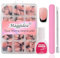 Maggidea French False Nails Kit, Black Tips Press on Nails, 240 Pcs False Nails With Glue Fake Nail Pink Color Glossy Full Cover Glue on Nails Nail Art Manicure (Ballerina- Medium Long)