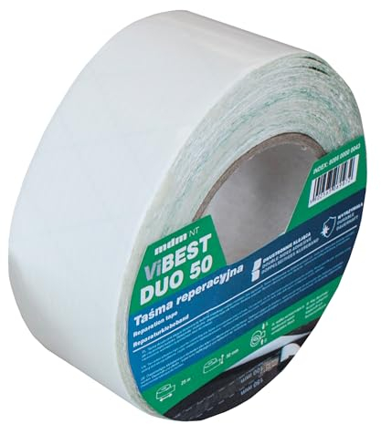 DECKET Klebeband 50 mm x 25 m, zur Verklebung von Unterspannbahn oder Dachfolie, Doppelseitig & UV-beständig, für Innen- und Außenbereich, Hohe Klebkraft, Hochleistungsklebeband, Dampfsperre, Weiß