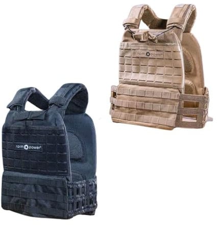 RPM Power Adjustable Weight Vest - Tactical Weighted Vest for Cross-Training, WOD, Home Fitness & Running Weight Vest (CAMO, 20kg - (5 x 4kg plates))