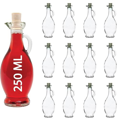 casavetro Lot de 12 bouteilles en verre vides de 250 ml - Carafe en verre - Pour vinaigre et huile (12 x 250 ml)