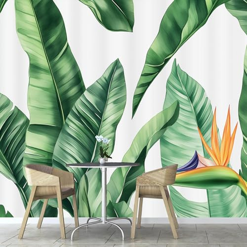 Piante Tropicali Foglie Di Banano Carta Da Parati 3d Fotomurale Murali Per Soggiorno Divano Tv Hotel,Pianta Tema Corridoio Di Lusso Sfondo Dipinto Murale,Seta Tessuto Sfondo Dipinto Murale 450×315 cm