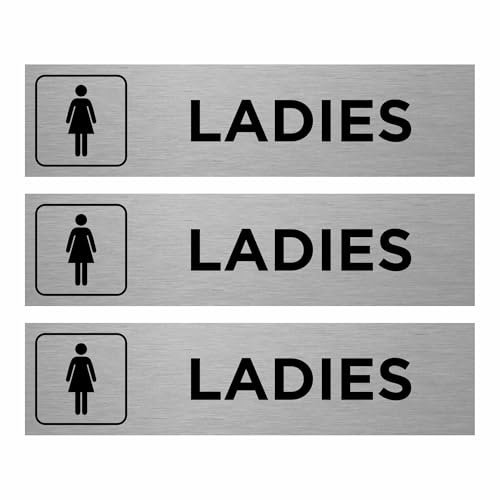 Slimline Aluminium Ladies Symbol Toilet Sign from ViroDisplay® – Brushed Silver 200 x 50mm – Durable Printed Surface – Self-Adhesive Fixing (3)