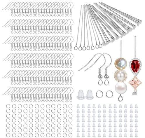 Cobee 800 Pcs Earring Hooks for Jewelry Making, Earring Making Kit Stainless Steel Bargain Finds, Wires Jump Rings for DIY Jewelry Supplies(Silver)