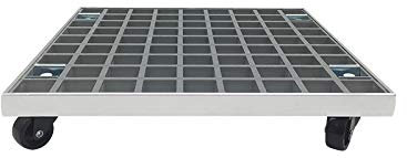 Chariot de rangement carré GFRP robuste sur roulettes avec soucoupes pour grands pots de fleurs de jardin, gris, 61 cm