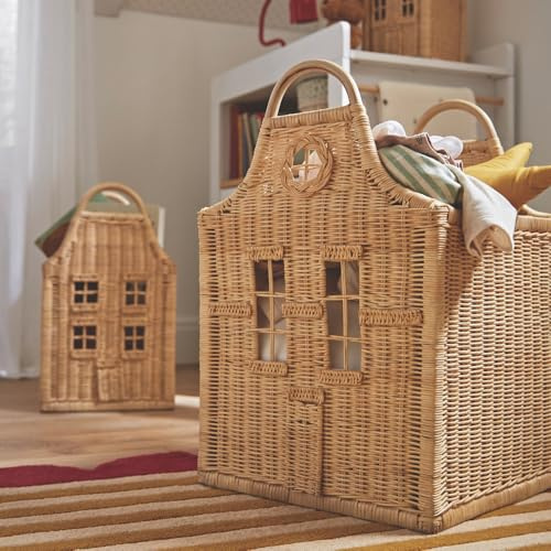 CuddleCo Dutch Storage Baskets, Natural Rattan, Set of 3 | Nursery Storage for Toys, Baby Essentials, Organising, Stylish and Practical Home Organisation