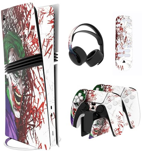 playvital Autocollant pour ps5 Pro Console Digital & Disc Protection Accessoires pour ps5 Manette & Sticker Casque & Station de Charge & Télécommande-Clown Hahaha