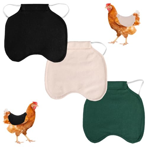 Gosknor 3 Stycken Kycklingsadel för Höns, Bekväma Hönsförkläden, Kycklingrygg och Sidoskydd Tillbehör för Fjäderfäfjäderskydd Utomhusbruk (Grön, Svart, Kaki)