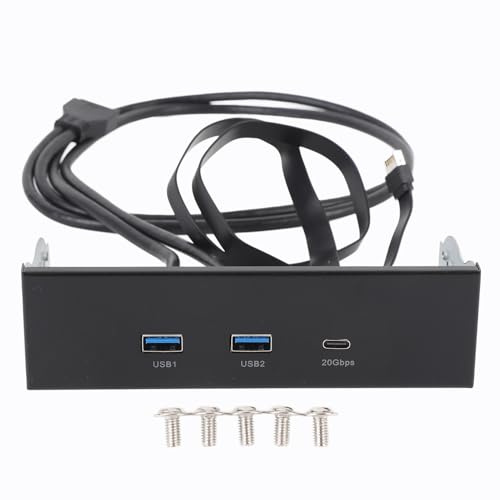 Vorderseite USB -Hub, 5,25 -Zoll -Bucht mit Typ C 20gbit / S 2X USB A Ports Computer -Expansionsfeld für PC -Bauherren und System -Upgrades