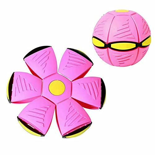 doyeozoowen Pet Toy Flying Saucer Stomp Ball - Decompression Deformation Light-Emitting Ball for Dog and Pet Outdoor Exercise Games (ROSEO)
