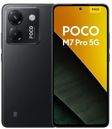 POCO M7 Pro 5G Smartphone, 12+512GB, Black, Clear 50MP Sony camera with OIS, 5110mAh battery, 45W turbo charging, 120Hz eye-care AMOLED display (No power adapter included)