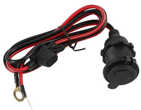 Car Cigarette Lighter Socket, 12V/24V Waterproof Cigarette Socket Marine Grade Fixed Mount with Eyelet Terminals, 20A Fuse 2.5mm² Cable 1M Extension Socket Outlet for Car Truck Boat Caravan Motorcycle
