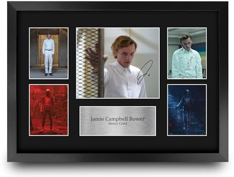 HWC Trading Jamie Campbell Strange Hawkins Thing Bower Henry Creel Geschenke Gedrucktes Signiertes Autogramm Foto für Fans von Fernsehshows - A3 Gerahmt
