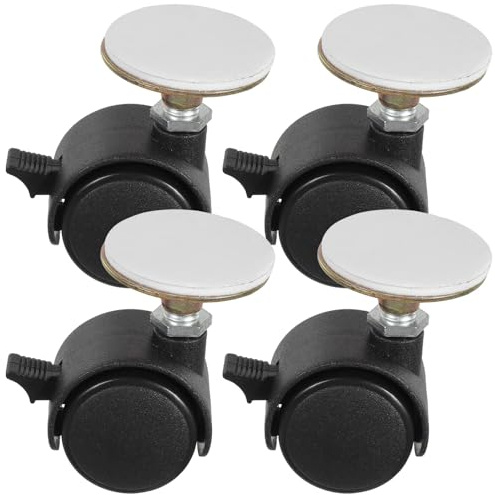 Schwarz Selbstklebende Lenkrollen 37mm Stück 4 Kunststoff | 360° Drehbar, mit Klebefunktion, Geräteräder Kleiner Kleberäder Kleberäder