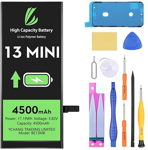 LL TRADER Batteria per iPhone 13 Mini, 4500mAh e Kit di Riparazione | Compatibile con iPhone 13 Mini, A2481, A2626, A2629, A2630, A2628