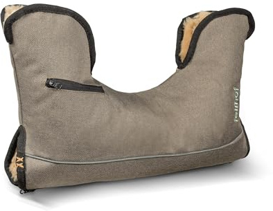 Fellhof Kinderwagen Handwärmer Alpakafell | 43x26x54 cm | recyceltes wetterfestes Außenmaterial | reflektierende Details | Tasche | Reißverschluss (Braun)