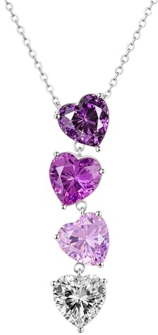 LOVANS Collana Cuore Argento 925 Donna, Zircone Blu Rosso e Viola Sfumato Gioielli Donna, Idee Regalo Compleanno San Valentino Natale