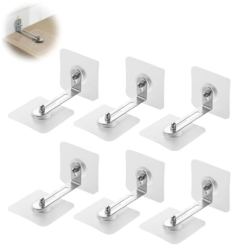 6 Ancrage Meuble Anti-Basculement Adhesif Securite sans Percage | Fixation murale solide, protege bascule, installation rapide, robuste practical, commode bibliothque, prevention accidents