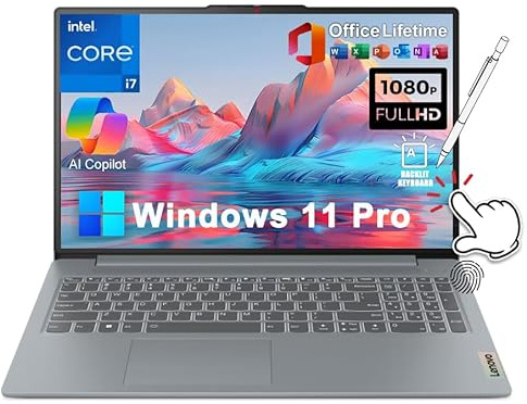 Lenovo IdeaPad Slim 3i Copilot AI Business Laptop, Lifetime MS Office, 15.6 FHD Touchscreen, Intel 10-Core i7-1355U, 16GB DDR5 RAM, 1TB SSD, Backlit KB FP Reader, Wi-Fi 6, Windows 11 Pro, w/Accessory