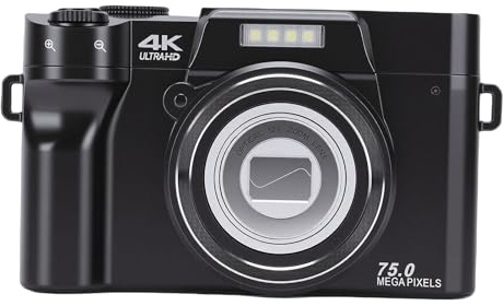 Tangxi Fotocamera Digitale 4K, Zoom Ottico 12X WIFI 75MP con Messa a Fuoco Automatica, Fotocamera Portatile Compatta per Vlogging con Filtri Versatili Flash Integrato per i Viaggi