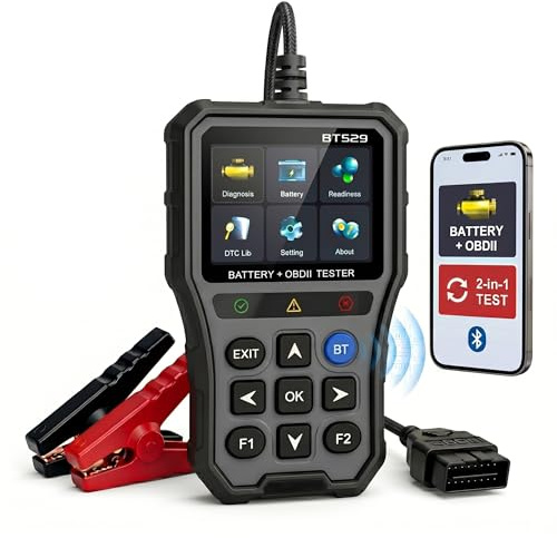 NOVEINN Bluetooth OBD2 Scanner, 2-in-1 Check Engine Code Reader & 12V Car Battery Tester, Diagnostic Scan Tool with EVAP Test, Performance & Trip Analysis,for 1996+ Cars & Trucks