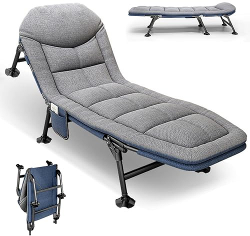 Lit de camping pliable extra large - Léger - 190 x 65 x 30 cm - Réglable sur 6 positions - Pour carpe, camping, invité jusqu'à 150 kg - Pour extérieur, plage, jardin (gris 1)