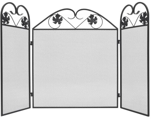 Runheo Rejilla de protección contra chispas (3 piezas, hierro negro, 102 x 61 cm, plegable, protección contra chispas y calor, para estufa de leña, estufa de azulejos, bebé