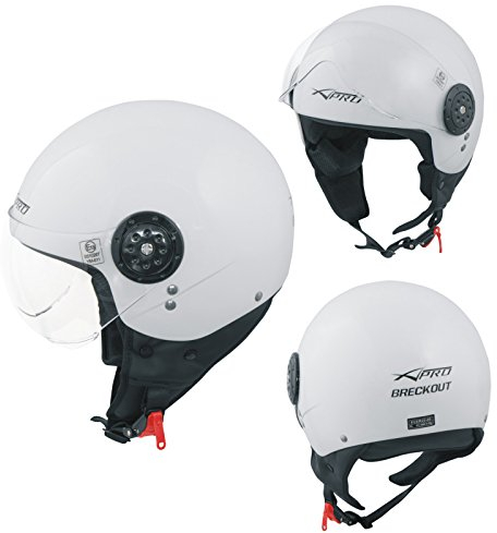 Motorradhelm Motorrad Roller Jet Demi Helm Scooter Homologiert Avio Visor Weiss XS