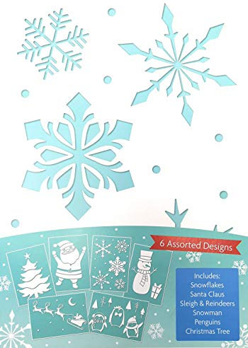 Tallon 6 Schnee-Sprühschablonen für Weihnachten, Kunststoff-Schnee-Sprühschablonen