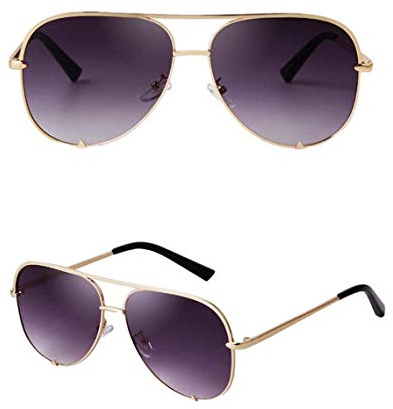 No Name Ltd Gradient Dark Aviators Alloy Gold Frame Women Ladies Sunglasses Lightly Tinted Purple Lens Retro Sun Glasses Ibiza Festival