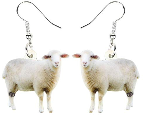 WEVENI Schöne flauschige Schaf-Ohrringe aus Acryl, baumelnd, Tierschmuck für Frauen, Mädchen, Damen, Charm-Geschenk, Acryl, Kein Edelstein