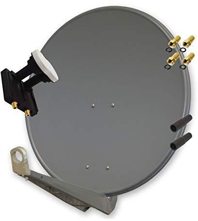 Premium X Deluxe 85 Alu Antenne Digital SAT Schüssel in Anthrazit mit Twin Monoblock LNB 3° für 2 Teilnehmer Astra 19,2° Eutelsat 16°