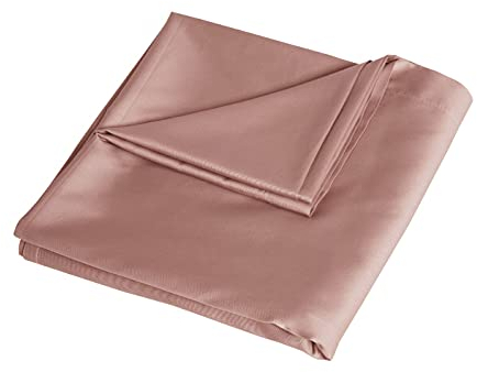Sleepdown Lenzuolo di lusso in 100% rasatello di cotone, morbido e confortevole, a 300 fili, colore rosa cipria, per letto matrimoniale (230 x 254 cm)