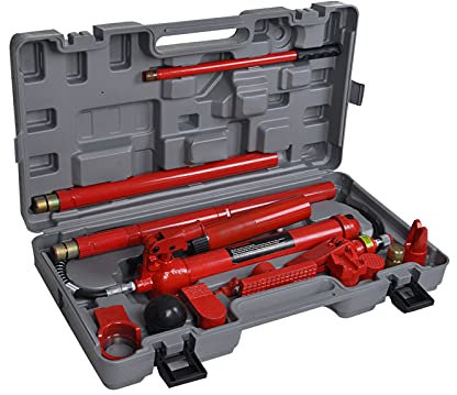 Queiting Hydraulic Power Jack 10 Ton Auto Car Van Frame Repair Tool Kit Oil Hose Hydraulic Car Jack for Automobile Repairing and Hydraulic Equipment Construction