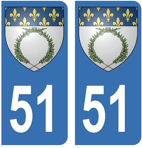 Hadexia Aufkleber für Nummernschild, Auto, 51, Wappen Reims