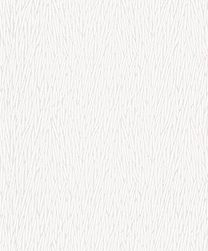 Weiße Tapete schlicht | Uni Vliestapete mit Muster dezent ideal für Schlafzimmer und Badezimmer | Helle Wandtapete mit Vinyl