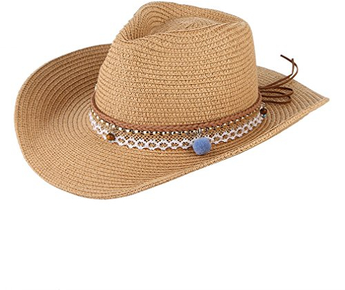 GEMVIE Sombrero de Panamá Unisex Sombrero de Paja Sombrero de Verano Sombrero de Playa de Fedora para Hombres Mujeres (Camello)