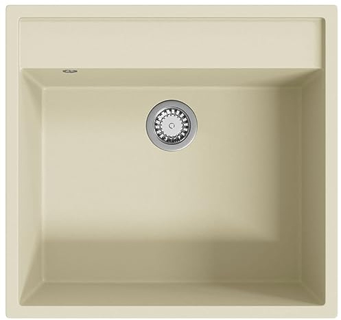 vidaXL Lavello da Cucina con Foro Troppopieno Catino Lavatoio Accessori Lavabo Lavamano Arredo Lavandino Mobili Scarico Beige in Granito