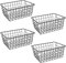 MUKLEI 4 Pack Black Wire Storage Baskets, 28 x 22 x 12cm Metal Wire Storage Baskets, Wire Organizer Bins, Pantry Storage Basket for Bathroom, Fridge, Office, Freezer, Cabinet, Shelf