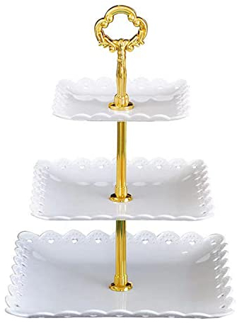 Wagoodter 3-stufiger Dessert Stand Cupcake Stand Obst Candy Display Tischständer für Hochzeit Home Geburtstag Tea Party Dekoration