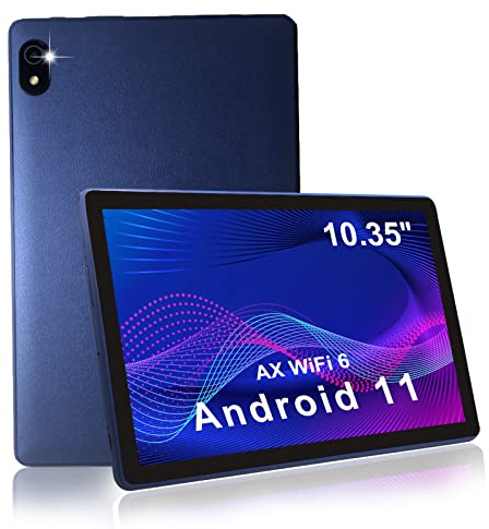 CWOWDEFU Tablet 10,35 pollici Android 11 Tablet con 5Ghz+WiFi 6,3GB RAM 32GB ROM,1332x800 IPS HD+, GMS,6000 mAh,Batteria Quad-Core,5MP+8MP,fotocamera Bluetooth5.0,pelle (blu)