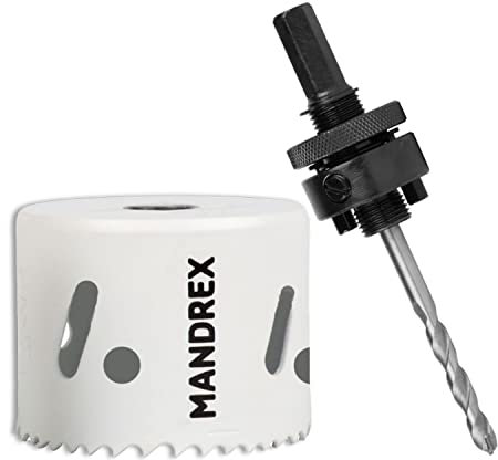 Mandrex | Bi-Metall Lochsäge SpeedXcut 8% Kobaltlegierung & 45 mm Schnitttiefe für Edelstahl, Alu & Epoxidharz | MHB40048B+MX200081HSB | Ø 48 mm