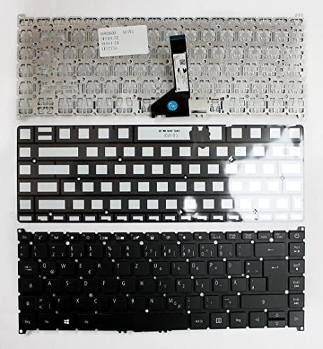 Power4Laptops Allemande Rétro-éclairé Noir Clavier pour Ordinateur Portable (PC) de Remplacement Compatible avec Acer Swift SF514-51-56BX