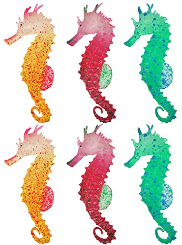 WideSmart Lumineux Silicone Hippocampe, Artificielle Hippocampe Décoratif Ornement Silicone Hippocampes Artificiels Lumineux Décoration d'Aquarium Lumineux Hippocampe Artificiel Ornement d'Aquarium